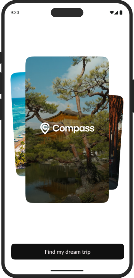 A screenshot of the splash screen of the compass app.