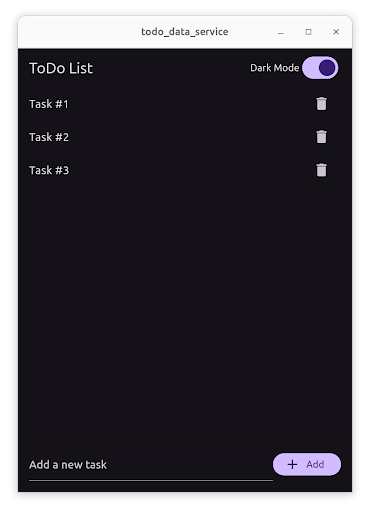 ToDo application in dark mode