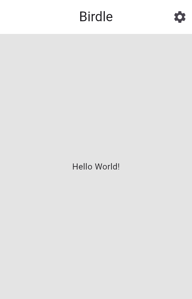 A screenshot of a simple application with a bar across the top that has a title and settings button.