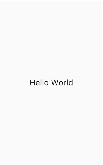 Screenshot of app displaying Hello World