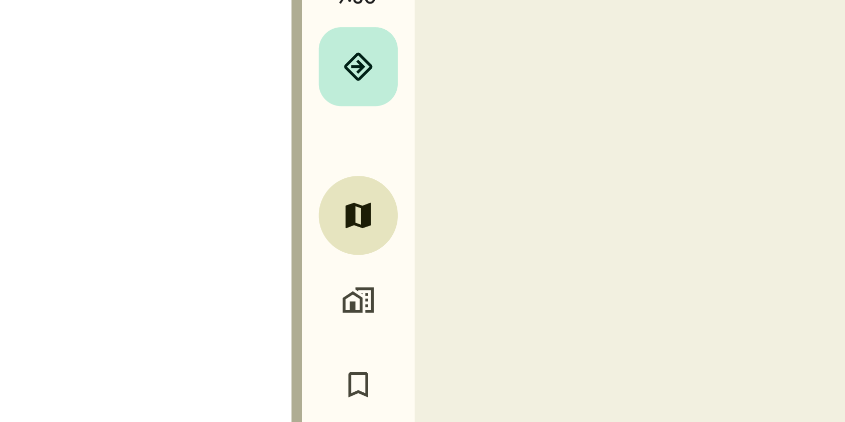 Rendered example of the Navigation rail Material widget.