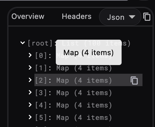 The new JSON copy experience in the JSON viewer